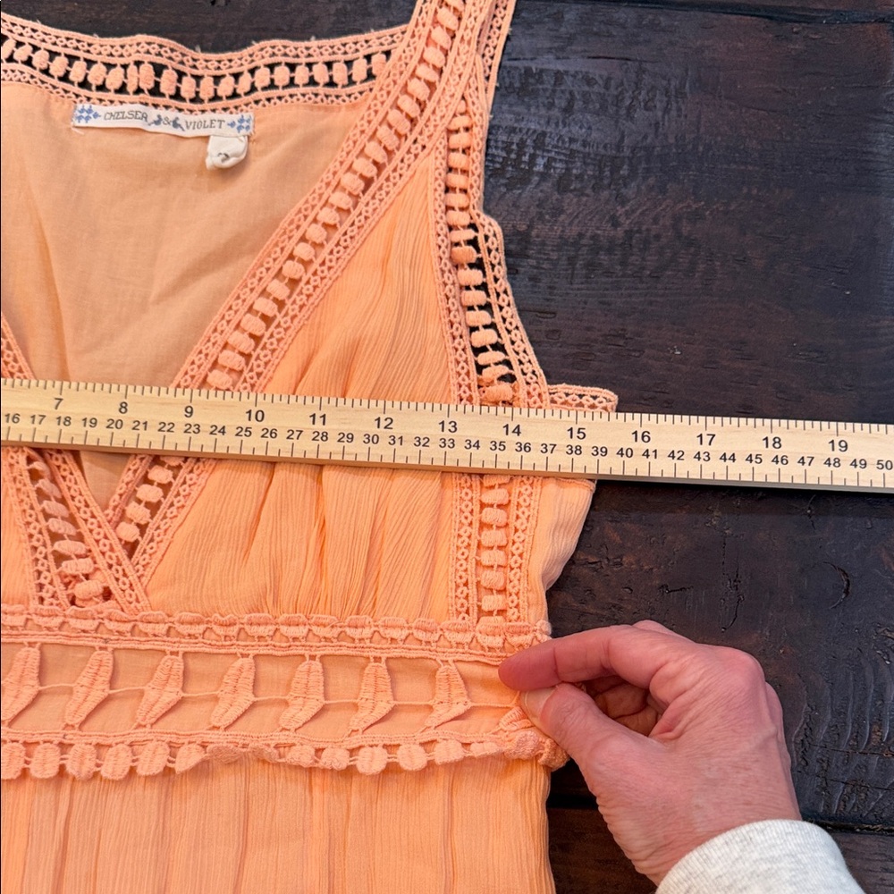 Chelsea & Violet Peach Boho Festival Maxi Dress Medium Sleeveless Summer Wedding - Picture 12 of 14